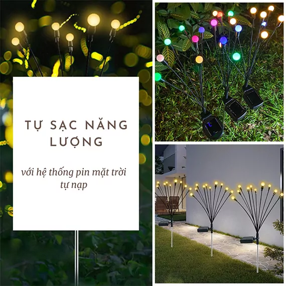 Đèn Led Đom Đóm Năng Lượng Mặt Trời Chống Thấm Nước IP65